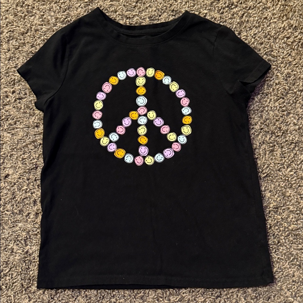 Girls’ Black Peace Sign T-Shirt
